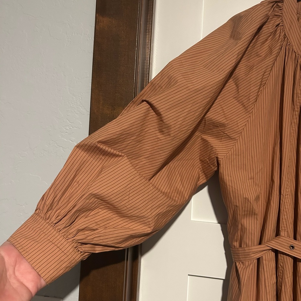 En Saison Camila Midi / Maxi Striped Shirt Dress in Cider Size Large New - Picture 4 of 10